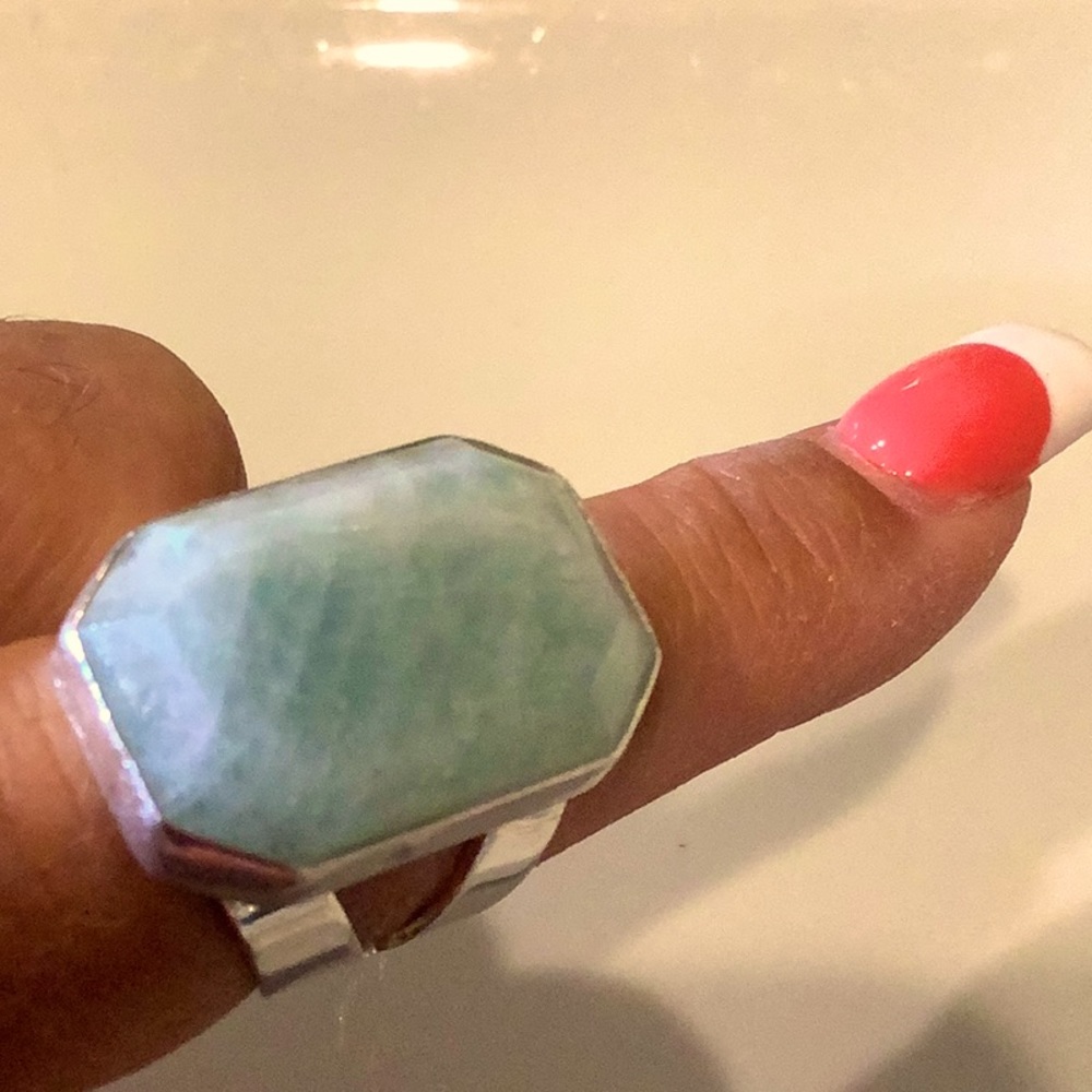 Jay King Contemporary Geometric Sterling Silver & Aquamarine Ring!